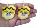 Kolczyki haftowane bratki -żółte