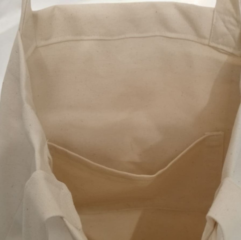 Bawełniana torba z kieszenią i haftem - maki