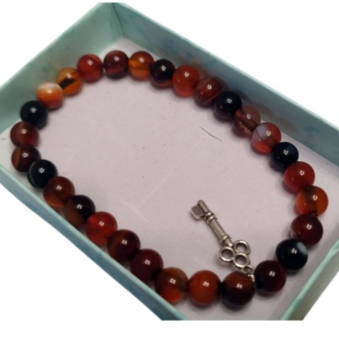 Bransoleta z brązowych agatów - równowaga i spokój