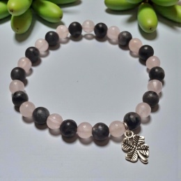 Bransoletka labradoryt z różowym kwarcem