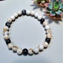 Bransoletka ochrony i spokoju - obsydian śnieżny z howlitem