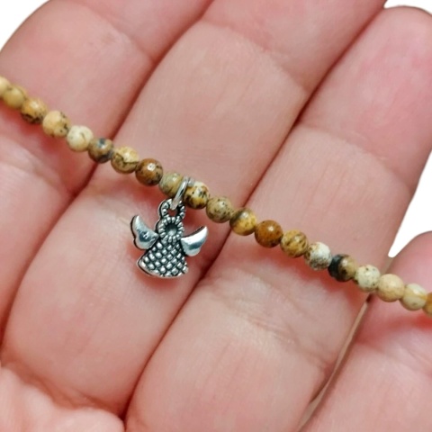 Bransoletka z drobnych kamieni jaspisu krajobrazowego