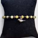 Bransoletka z ptakiem - obsydian i żółty jaspis