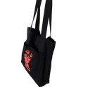 Czarna bawelniana torba z czerwonym haftem