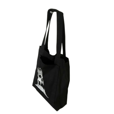 Czarna bawełniana torba z haftem czaszki