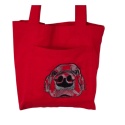 Czerwona bawełniana shopperka z haftowanym psem