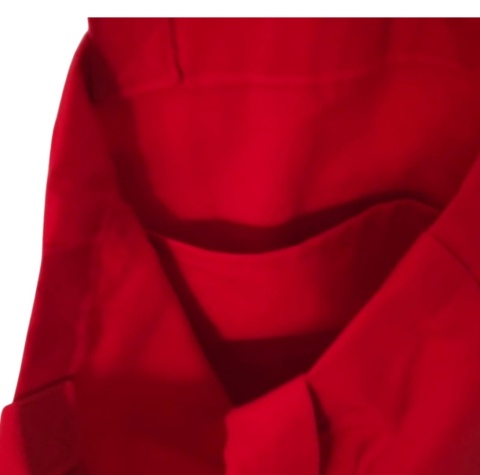 Czerwona bawełniana shopperka z haftowanym psem