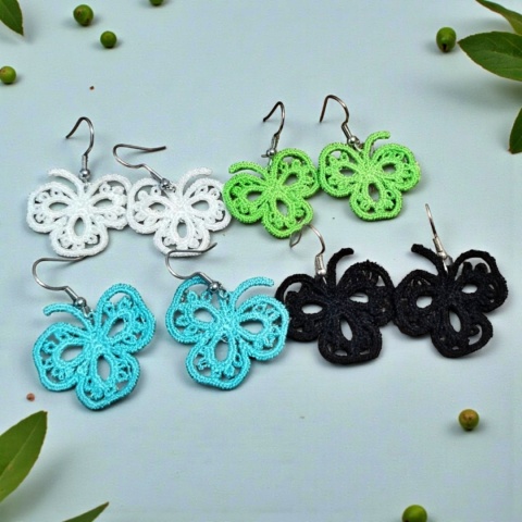 Delikatne koronkowe kolczyki - niebieskie