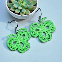 Delikatne koronkowe kolczyki -zielone