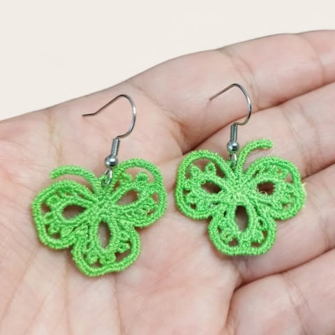 Delikatne koronkowe kolczyki -zielone