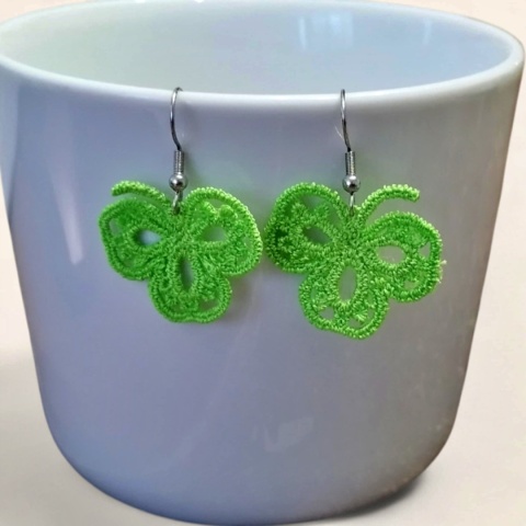 Delikatne koronkowe kolczyki -zielone