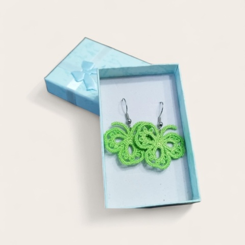Delikatne koronkowe kolczyki -zielone