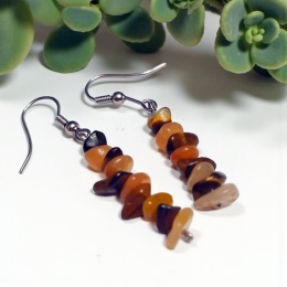Długie kolczyki wiszące tygrysie oko i cytryn