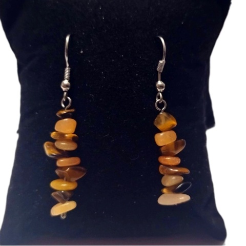 Długie kolczyki wiszące tygrysie oko i cytryn