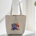 Duża bawełniana torba z haftowanymi ptakami