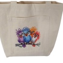 Duża bawełniana torba z haftowanymi ptakami