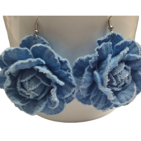 Jeansowe kolczyki wiszące