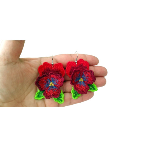 Kolczyki bratki bordowe Kolczyki bratki bordowe