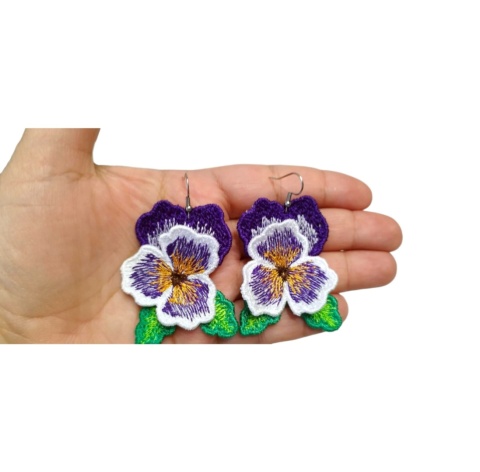 Kolczyki bratki z fioletem