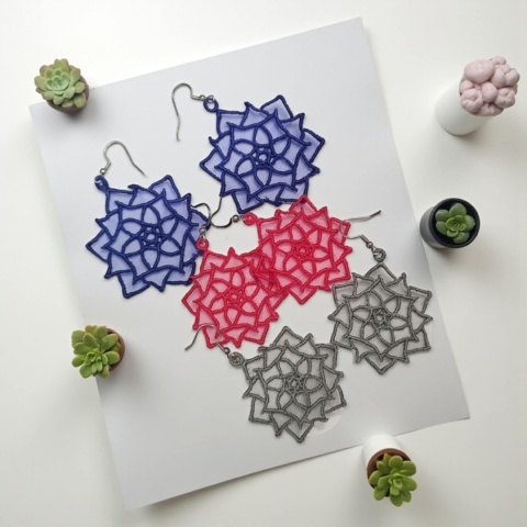 Kolczyki haftowane na organzie