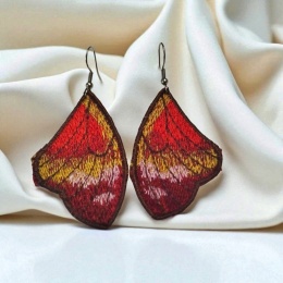 Kolczyki skrzydła motyla - czerwono złote