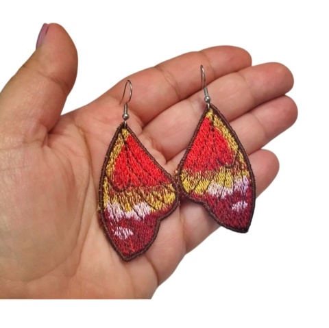 Kolczyki skrzydła motyla - czerwono złote