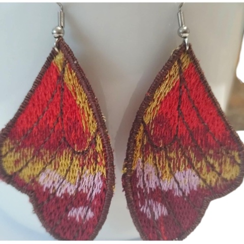 Kolczyki skrzydła motyla - czerwono złote