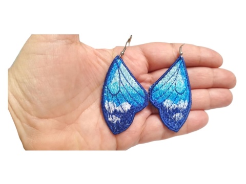 Kolczyki skrzydła motyla z niebieskim