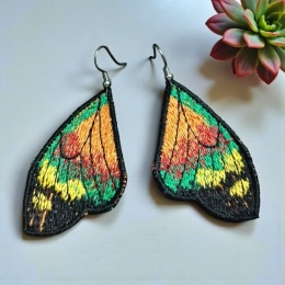 Kolczyki skrzydła motyla z pomarańcz z zielenią
