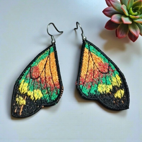 Kolczyki skrzydła motyla z pomarańcz z zielenią