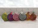 Kolczyki spiralki czerwono granatowe