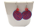 Kolczyki spiralki czerwono granatowe