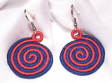 Kolczyki spiralki czerwono granatowe
