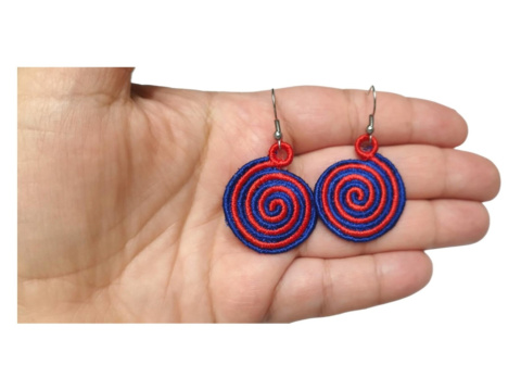 Kolczyki spiralki czerwono granatowe