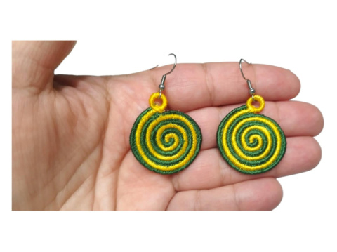 Kolczyki spiralki żółto zielone Kolczyki spiralki żółto zielone