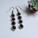 Kolczyki wiszące długie z obsydianu śnieżnego