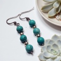 Kolczyki wiszące z turkusem