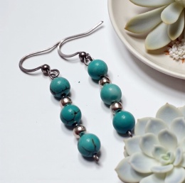 Kolczyki wiszące z turkusem
