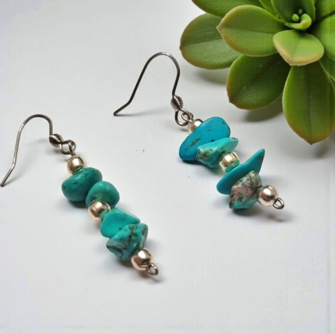 Kolczyki wiszące z turkusem