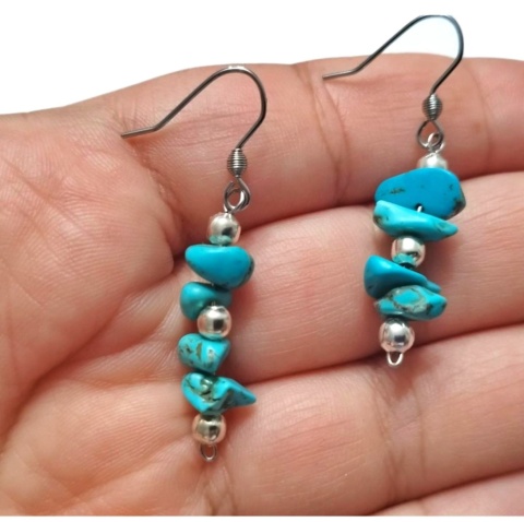 Kolczyki wiszące z turkusem