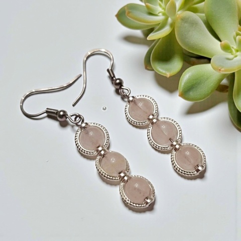 Kolczyki z różowego kwarcu