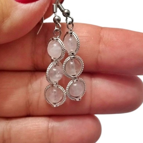Kolczyki z różowego kwarcu