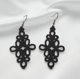 Koronkowe haftowane kolczyki -czarne