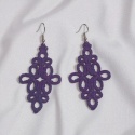 Koronkowe kolczyki długie - ciemny fiolet