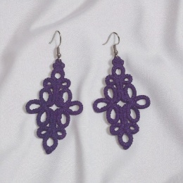 Koronkowe kolczyki długie - ciemny fiolet