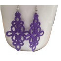 Koronkowe kolczyki długie - ciemny fiolet
