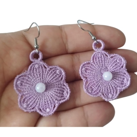 Lawendowe kolczyki kwiaty
