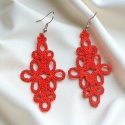 Oryginalne czerwone koronkowe kolczyki