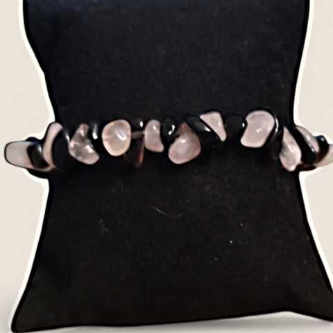 Regulowana bransoletka z kamieni onyxu i różowego kwarcu