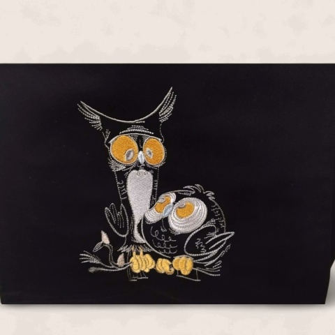 Torba bawełniana z zabawnymi haftowanymi sowami